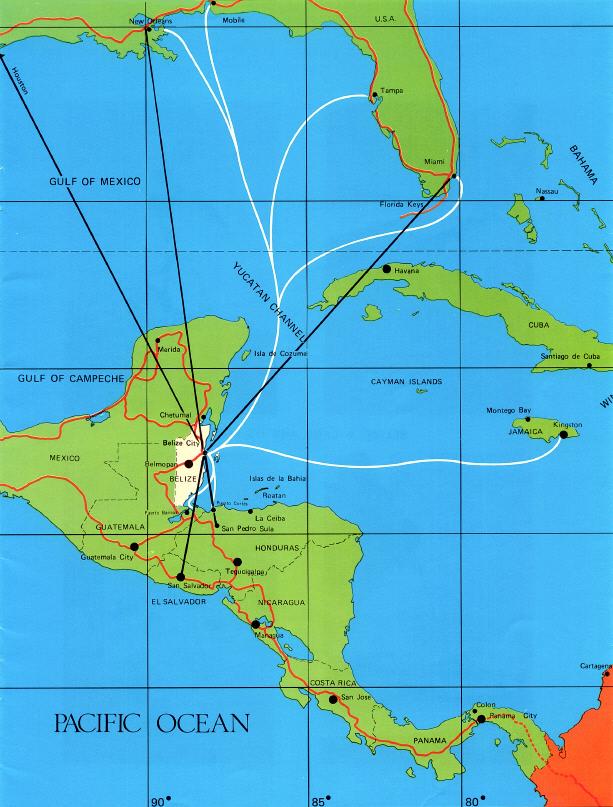 Map of the Southern USA, Caribbean & Central America