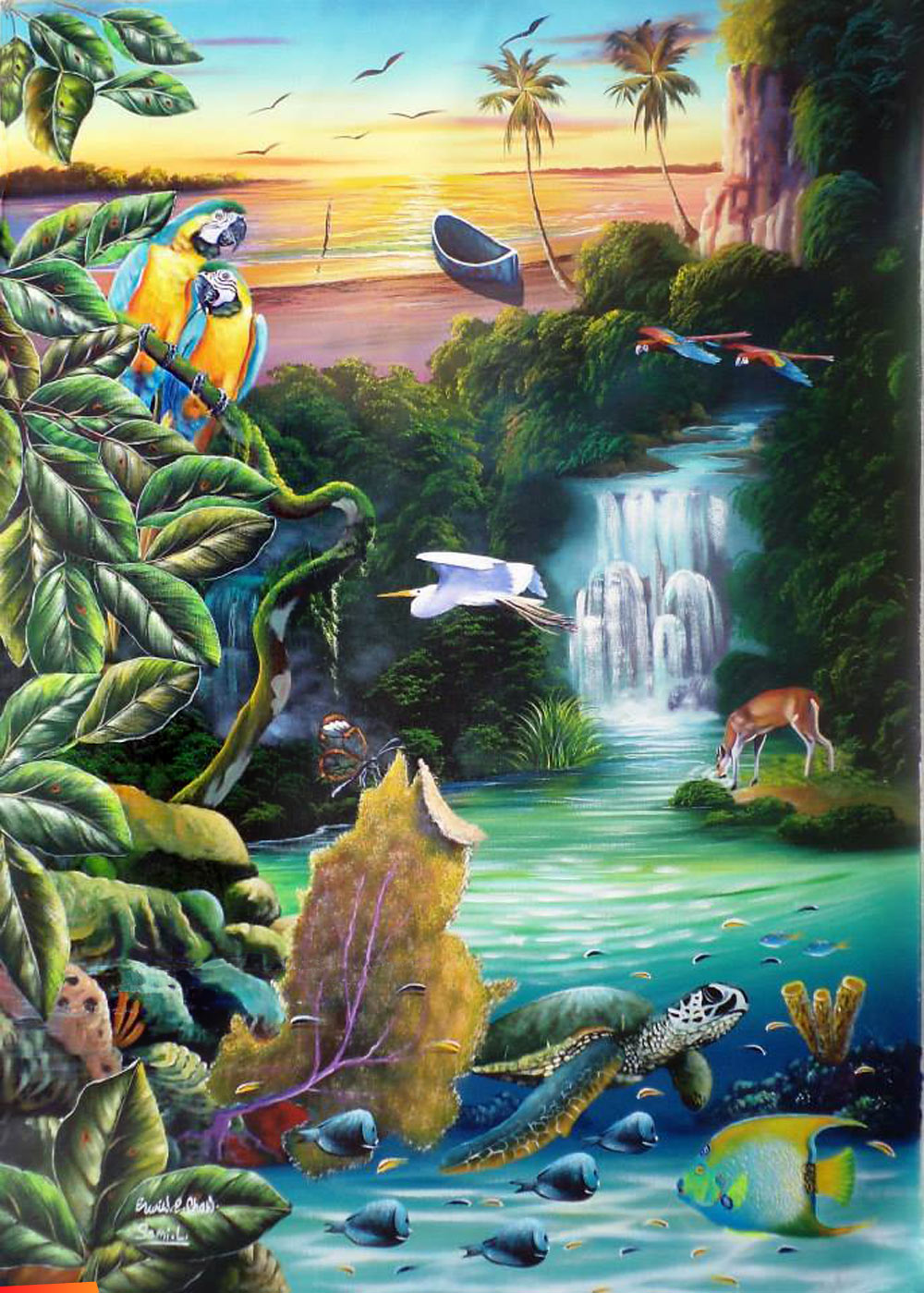 Belize wildlife: painting by Erwin Chan