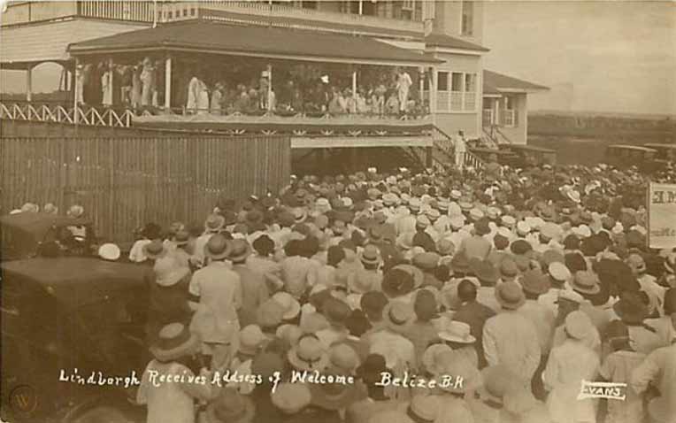 Photos of Charles Lindbergh's reception in Belize, late 1927 and early 1928