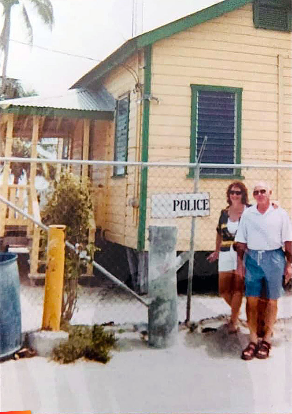Kimberly Dooley Gonzalez and her Dad in front of old Police Station in Central Park in San Pedro, about 1988. Also an old article about her and a picture of her son with Chichi Regina, mother of the Gonzalez boys