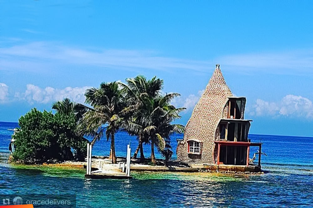 A house built of conch shells on one of the small southern cayes