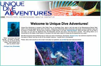 Unique Dive Adventures offers private dive trips locally around Ambergris Caye and off shore to Turneffe Atoll.  We dive with a maximum of eight divers in our boat, Catching Dreams. When you book with us our boat is your boat, you can pick the departure time, the destination and the dive group, since the boat is private. We offer local diving and snorkeling trips to match any level of experience. Divemaster, Enrique Lima, has extensive experience diving the waters of Belize, and has an eye for the smallest creatures  a guide that is incomparable.