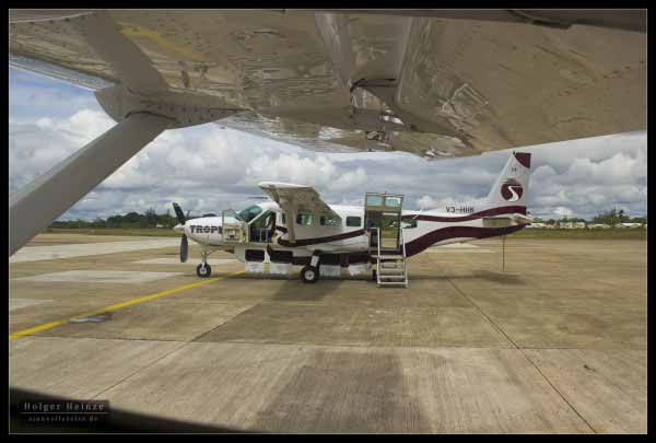 Stop at the international airport. Tropic air's Cessna Caravan