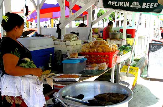 Food booths at Battlefield Park, Belize City