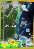 Ambergris Caye Belize Weather map - animated. daily