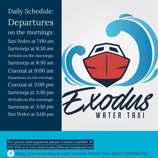 Exodus Water Taxi San Pedro Sarteneja Corozal Ambergris Caye