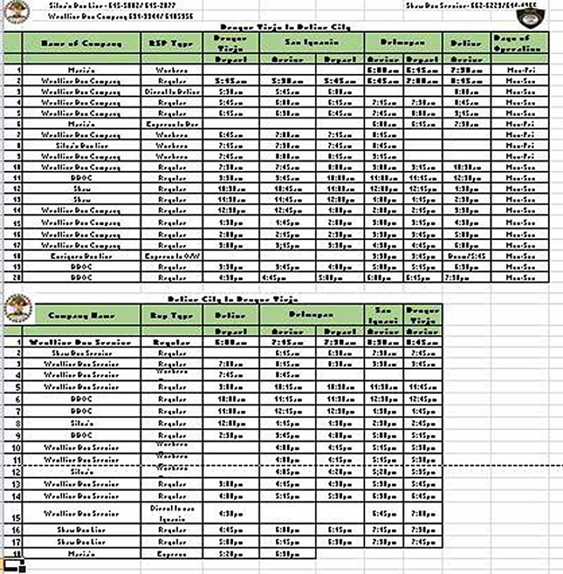 Public Transportation Bus Schedule - Ambergris Caye Belize Message Board