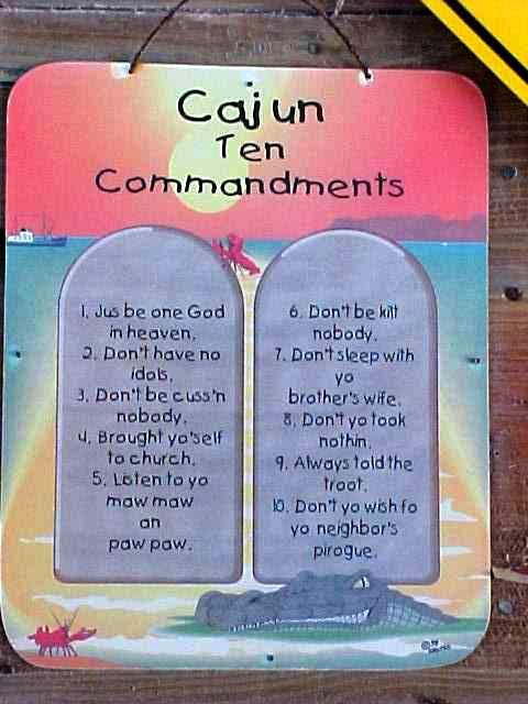 Cajun Ten Commandments Kitchen Towel - Outside and In