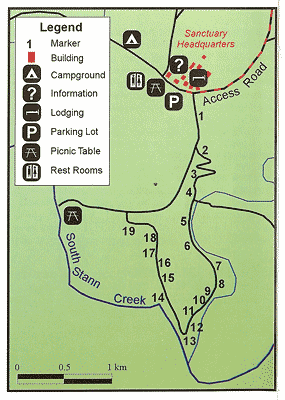 Map for Self-Guided Nature Walk at Cockscomb Basin Wildlife Sanctuary