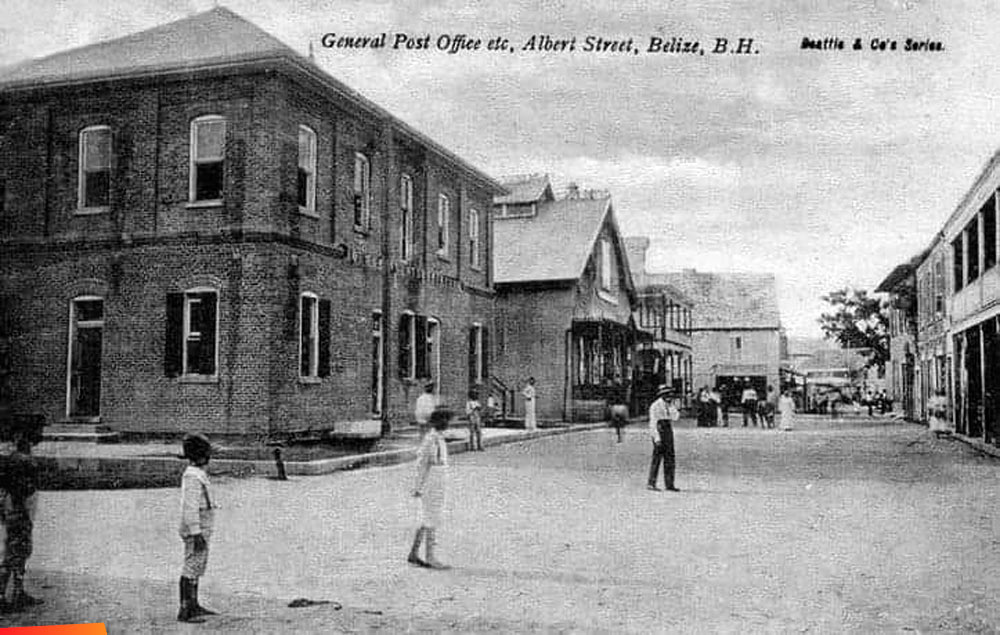 General Post Office and Albert Street, Belize City, British Honduras 1906