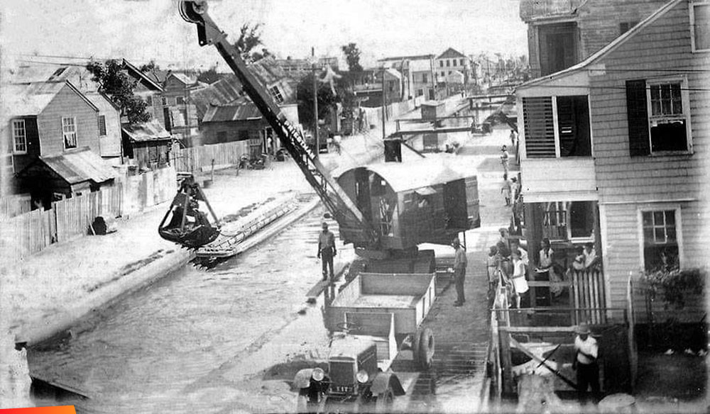 Dredging a Canal in Belize City, 1930's