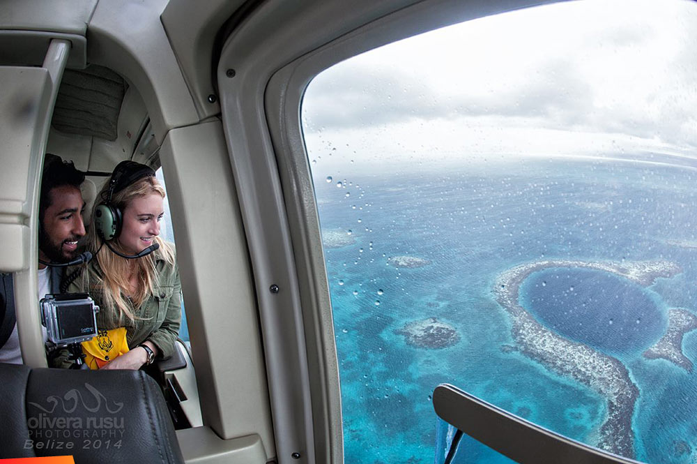 Helicoptering by The Great Blue Hole