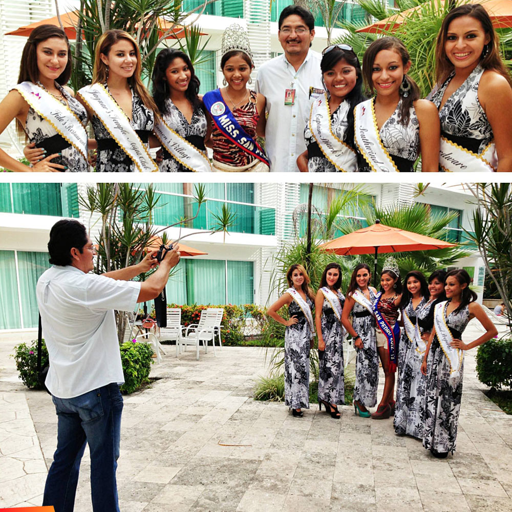 Miss San Pedro contestants at Hotel Los Cocos, Chetumal