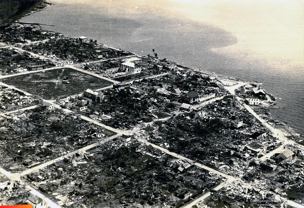 Aerial views of Corozal after Hurricane Janet, 1955