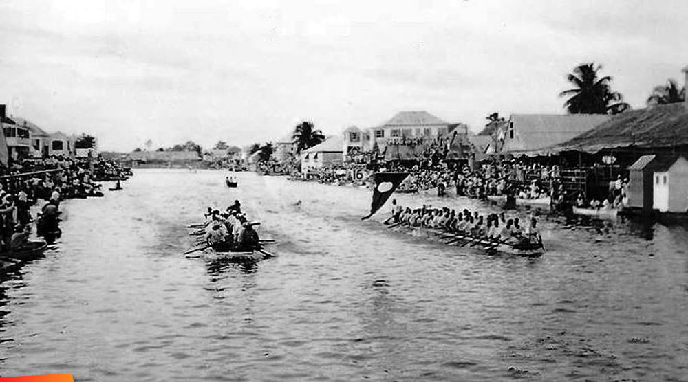 River Regatta, 1929. Pitpan race in Belize City