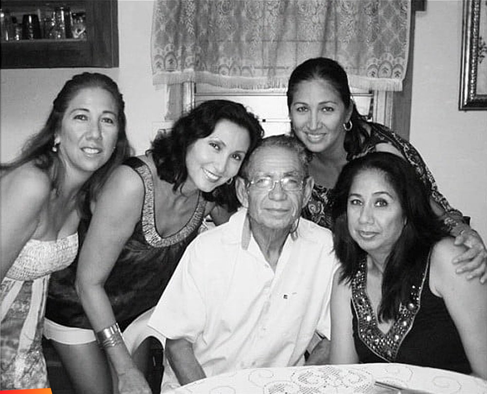 Edilberto -Betito- Marin of San Pedro with his daughters Mireya Castillo, Imelda Staines, Flor Nunez, and Nita Marin