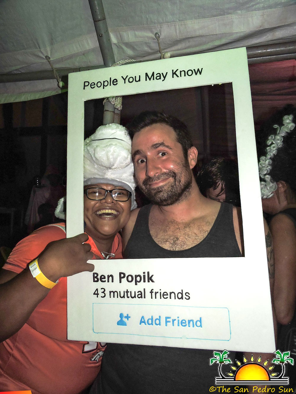 Mary Rodriguez and Ben Popik being Facebook Friends at the San Pedro Holiday Hotel Halloween Party, 2015