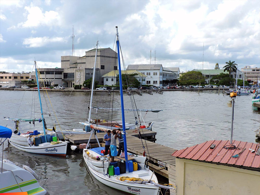Quiet Haulover Creek in Belize City, long ago and more recently