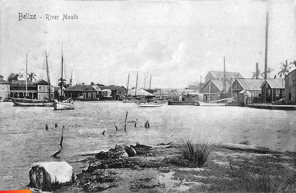 Belize Harbour showing Fort George Island, long ago