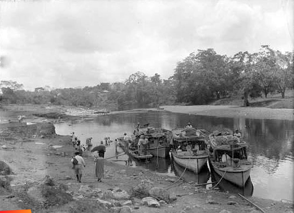 Some of the River Tunnel Boats that plied the Belize Old River from Belize City to the Old El Cayo Landing (Boat Wharf), 1924