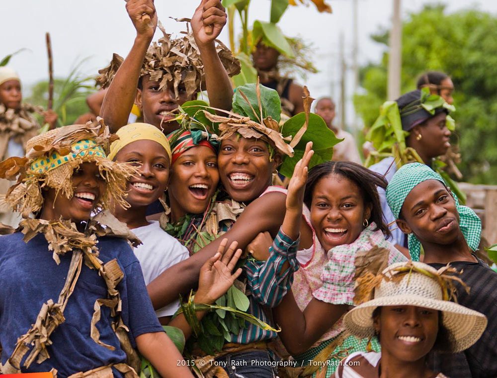 Large group of folks celebrating Garifuna Settlement Day in Stann Creek, 2015