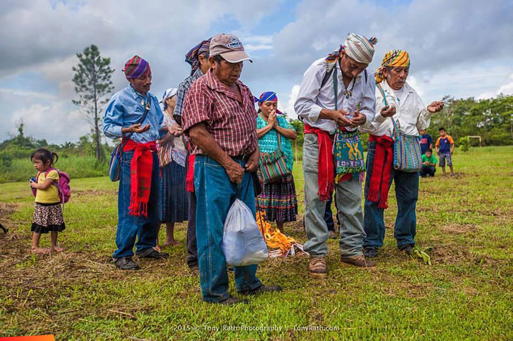 Indigenous Maya people of Southern Belize performing a spiritual ritual at Indian Creek