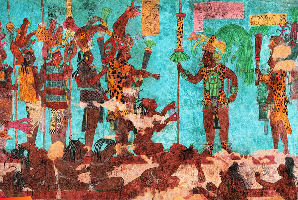 The ancient Maya elite with colourful headdresses