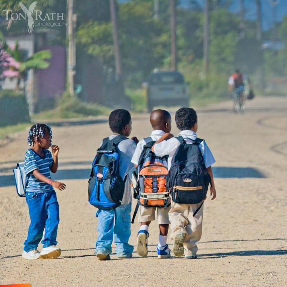 Children on their way to school