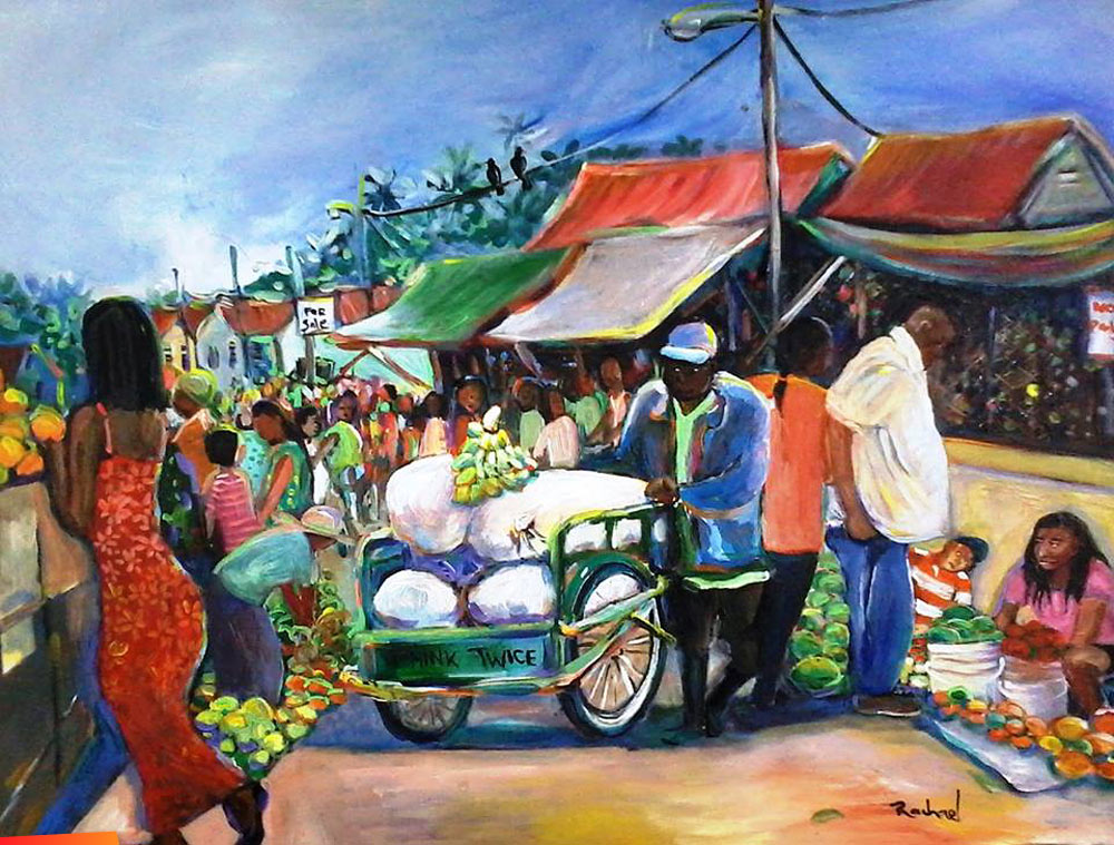 Market Day, painting by Rachel Heusner