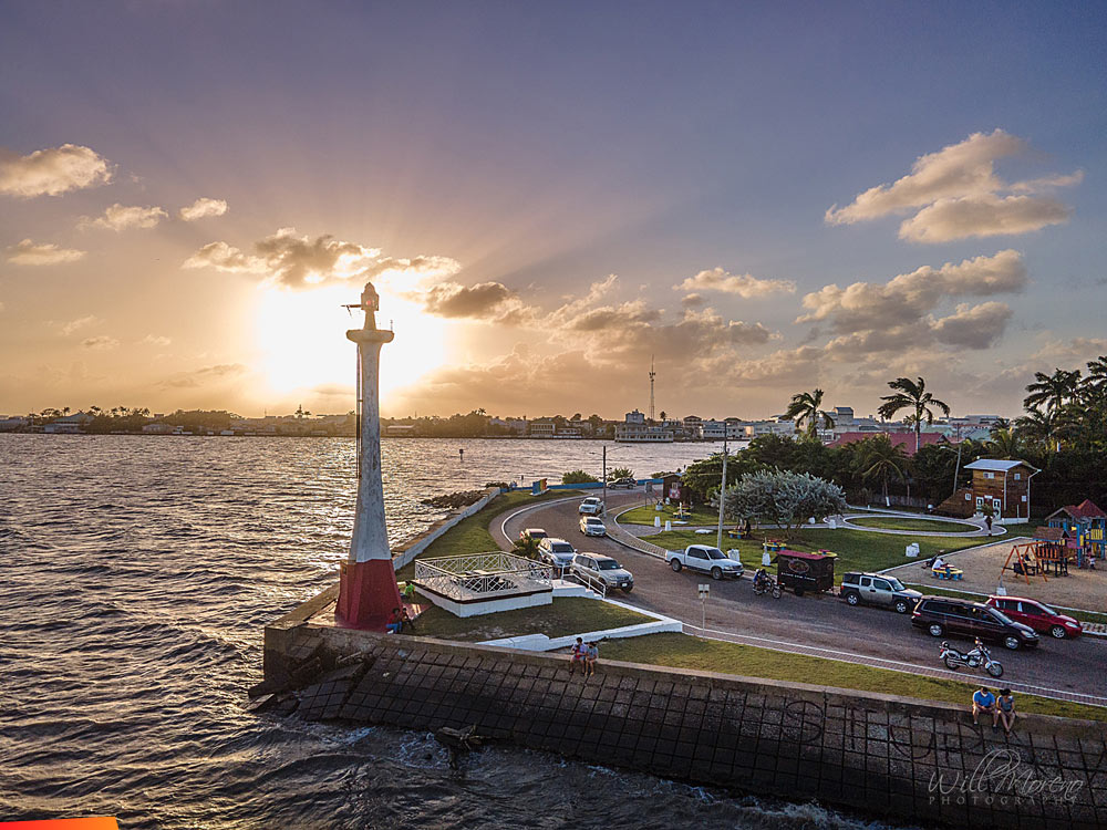 Belize City's most iconic landmark, Bliss Lighthouse just before sunset