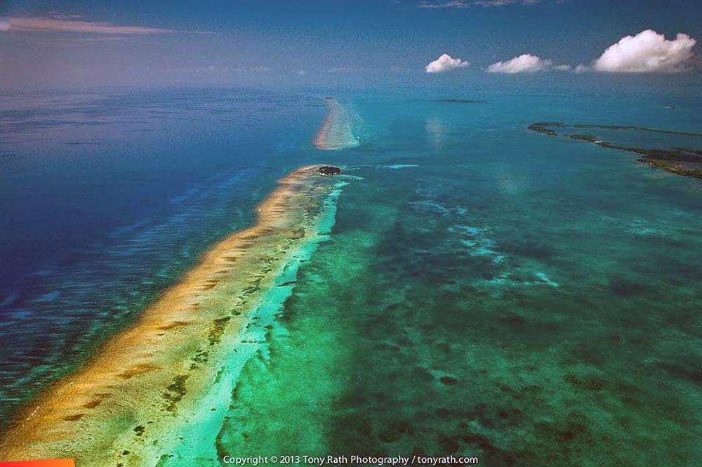 Aerial view of the Belize Barrier Reef