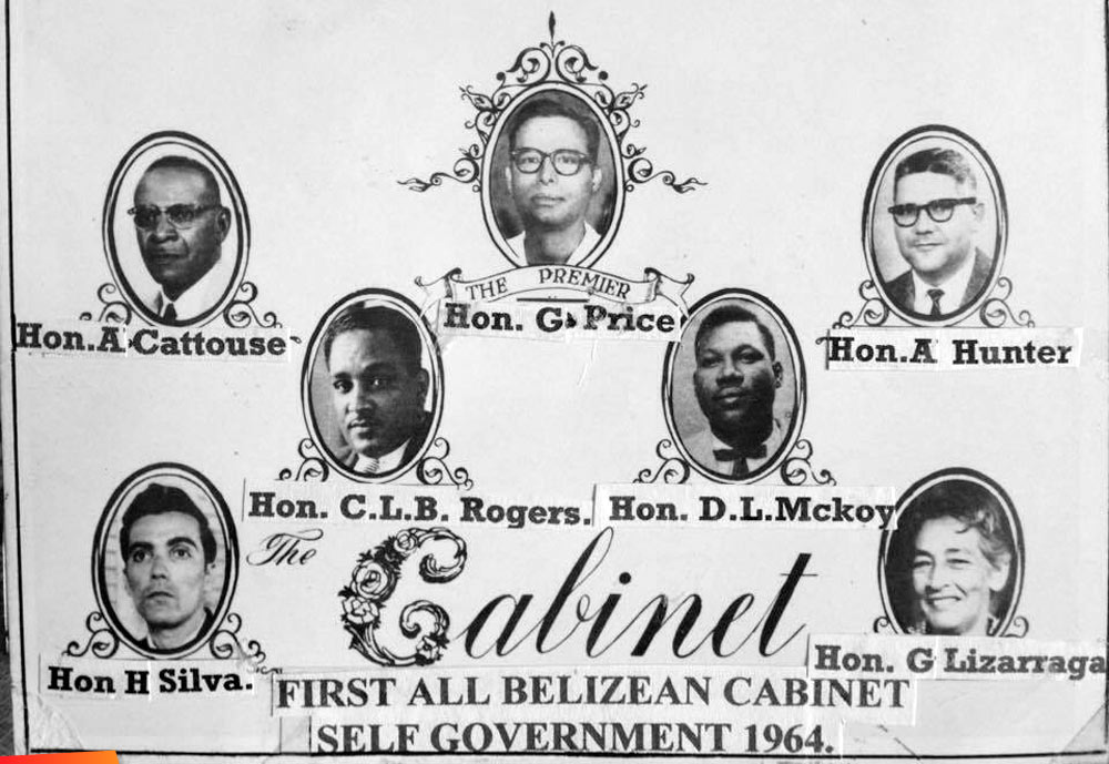 The first all Belizean Cabinet of Ministers, sworn on the 6th January, 1964