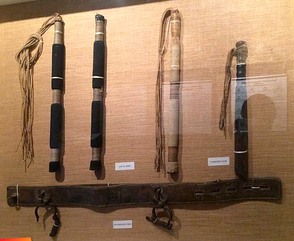 Cat O Nine Tail Whips used in colonial days, exhibition at the Belize Museum