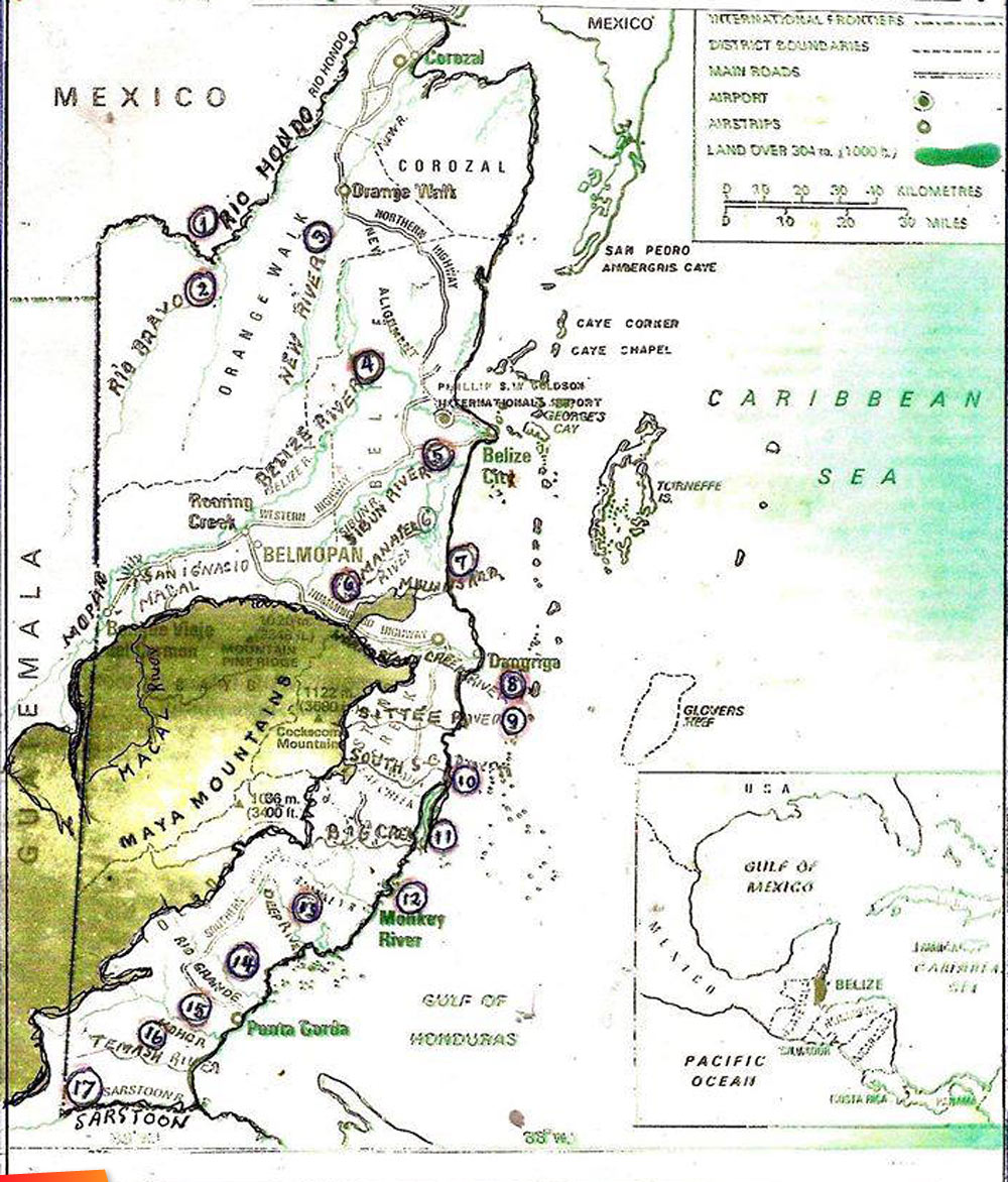 Map of the The Maya Mountains, which have many Mysteries