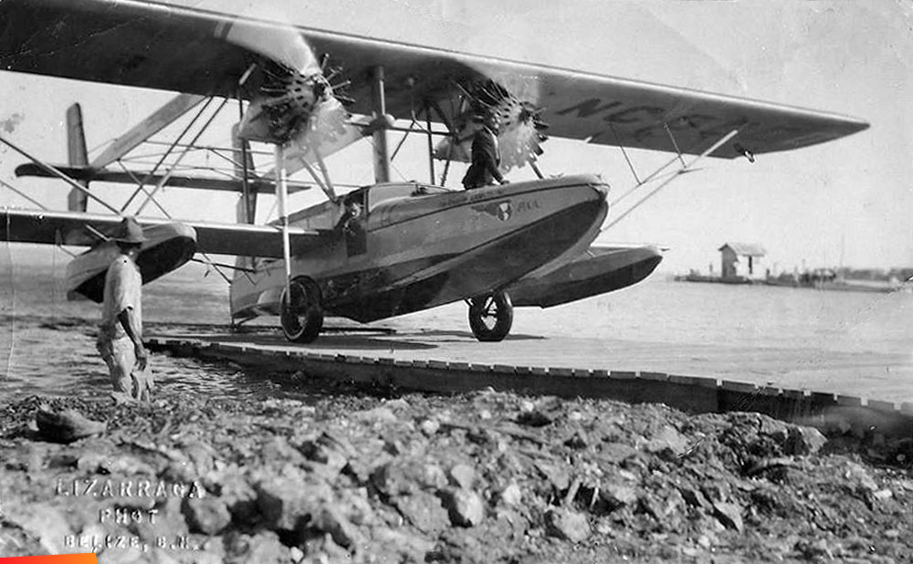 Sea plane wheeling on the ramp to enter land at the New Town Barracks, 1930's into the 40's