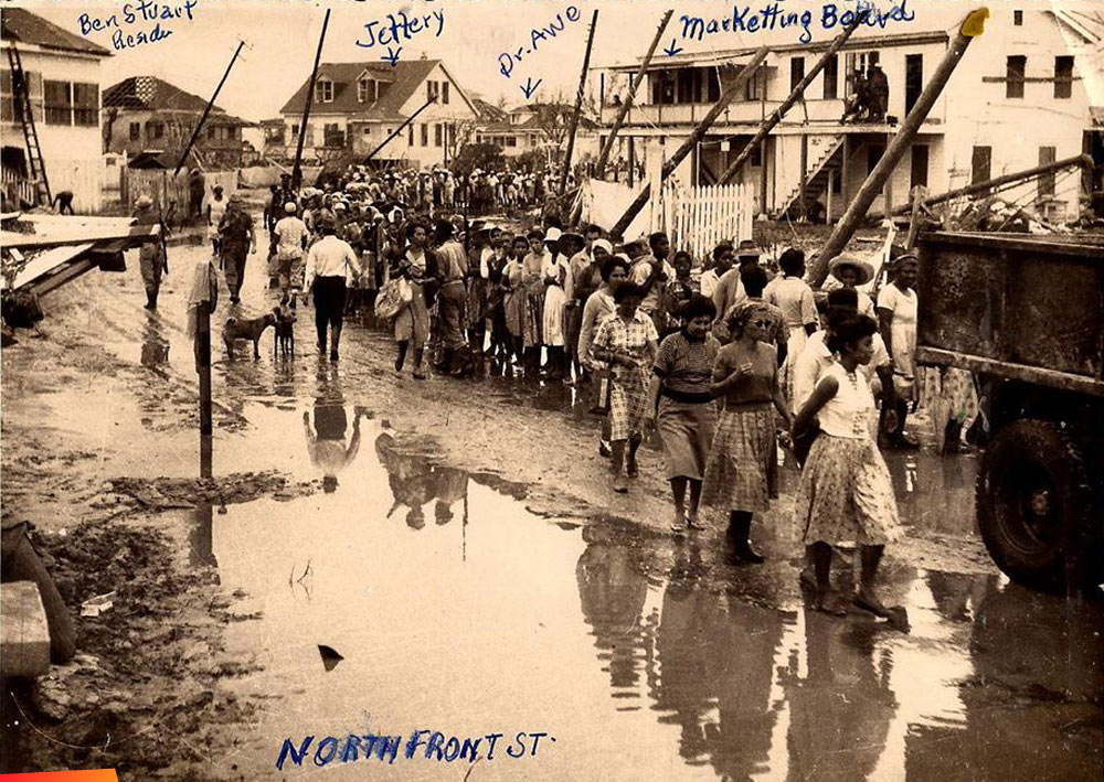 Ration line in Belize City after Hurricane Hattie, 1961