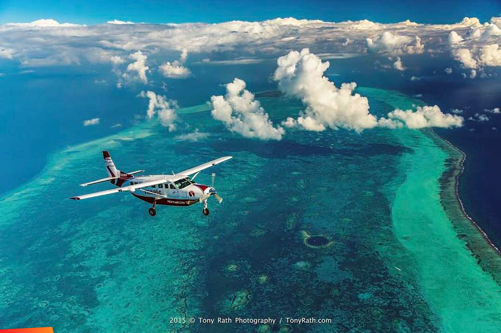 Tropic Air flying over the Great Blue Hole