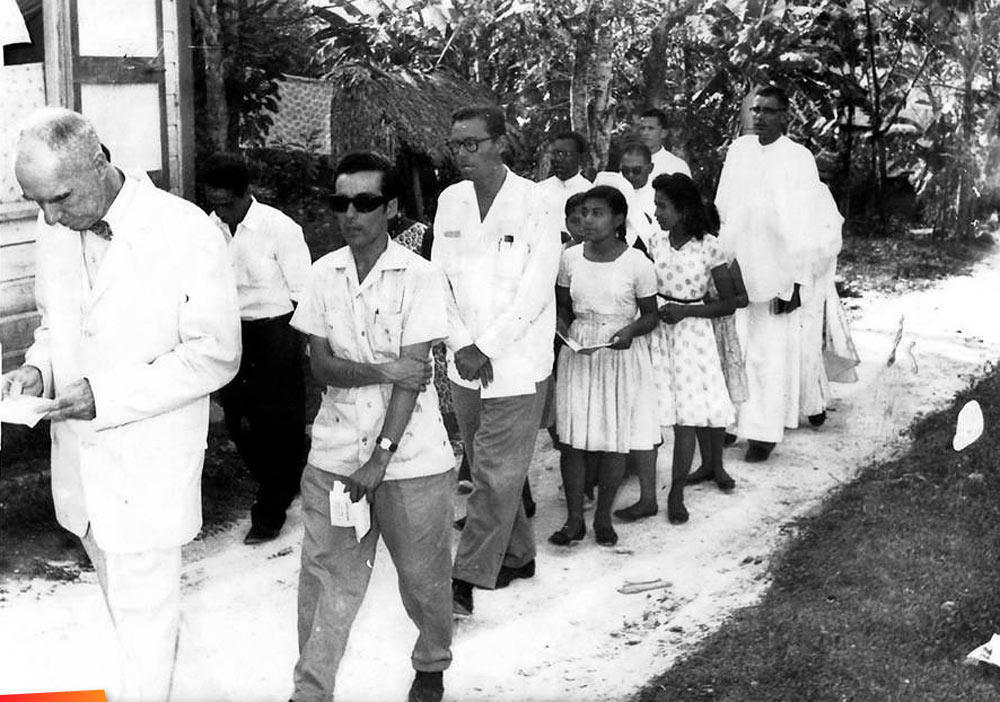 A procession commemorating the golden jubilee of the Pallottine Sisters in Belize and the inauguration of Mount Carmel Primary School in Benque Viejo, 1963