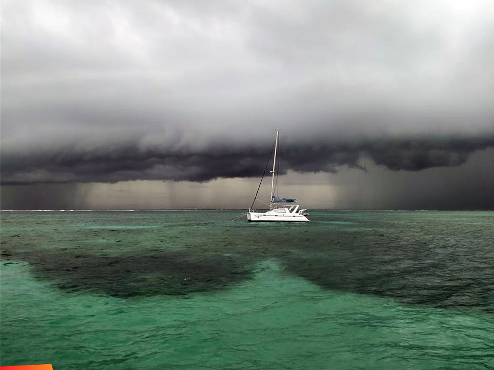 Heavy rainstorm off Palapa Bar and Grill on Ambergris Caye