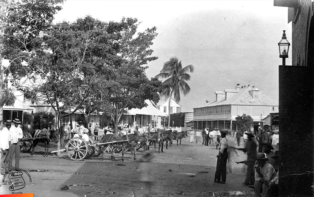 Mule Park in Belize City, early 1900's