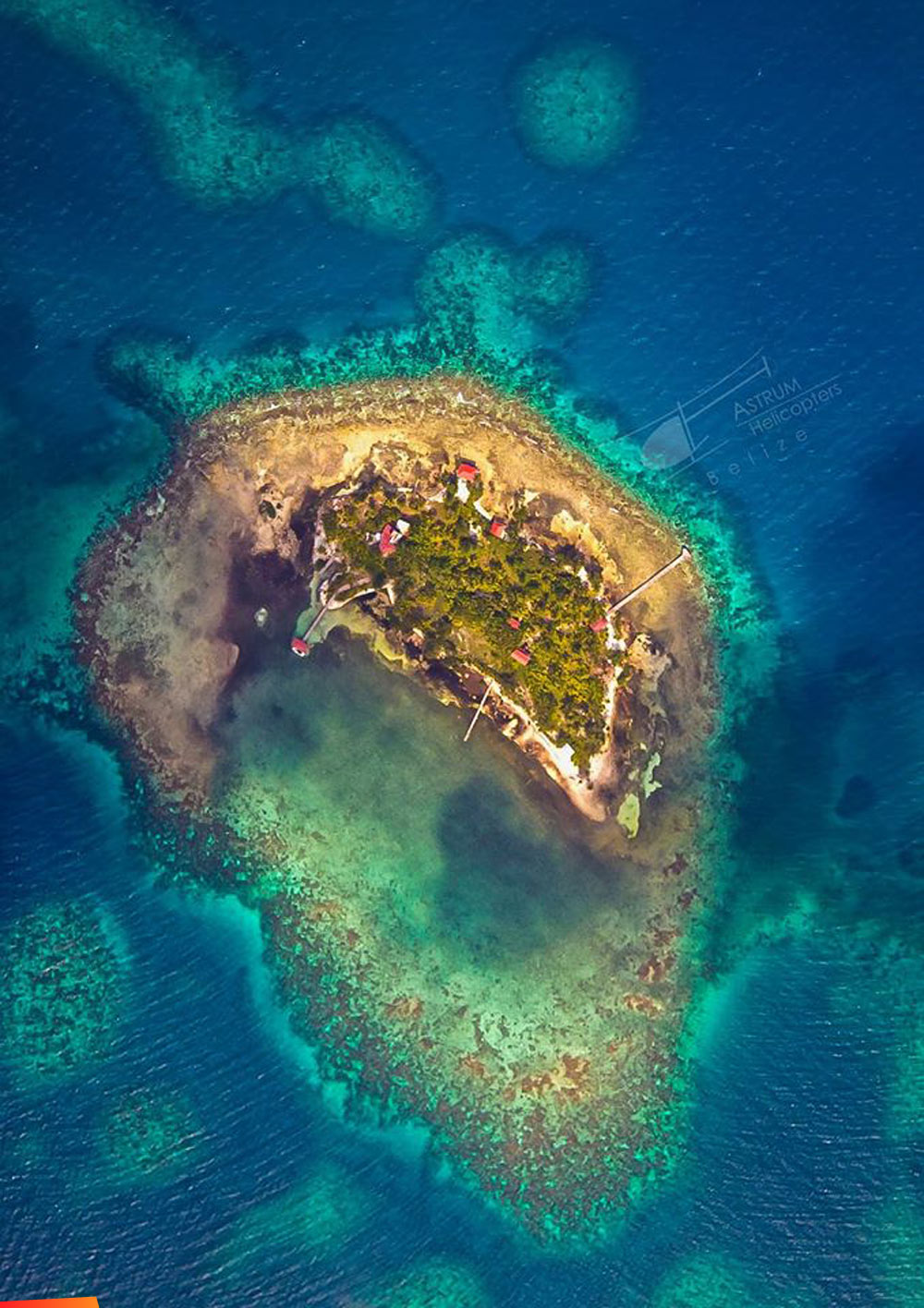 Aerial view looking straight down on Hatchet Caye
