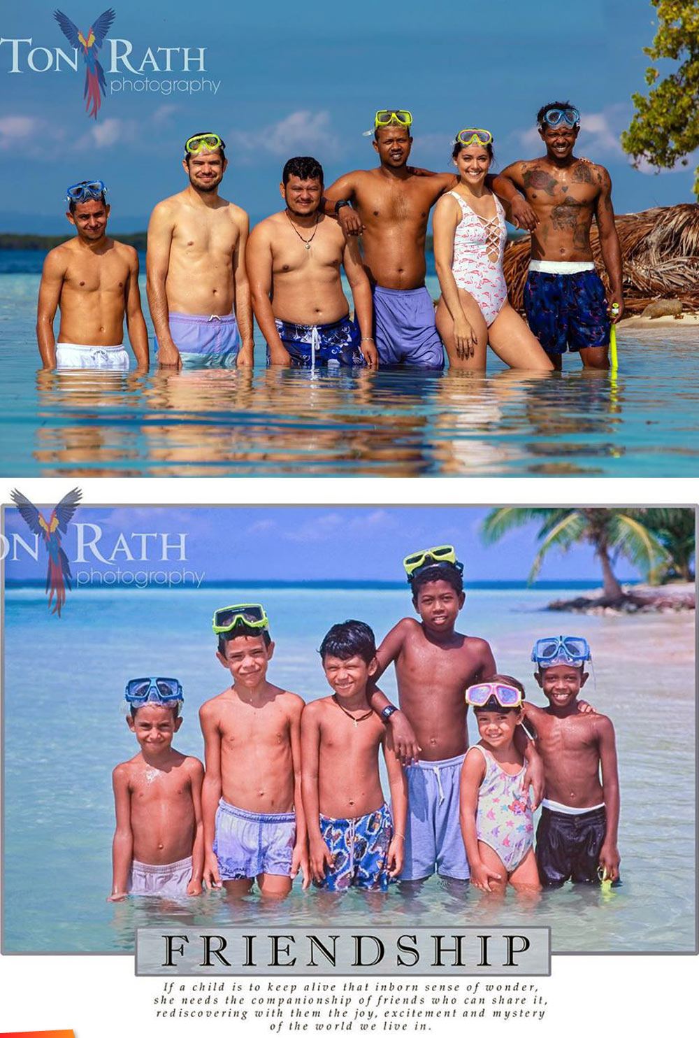 Tony Rath's family remakes a family photo 20 years later, Southwater Caye