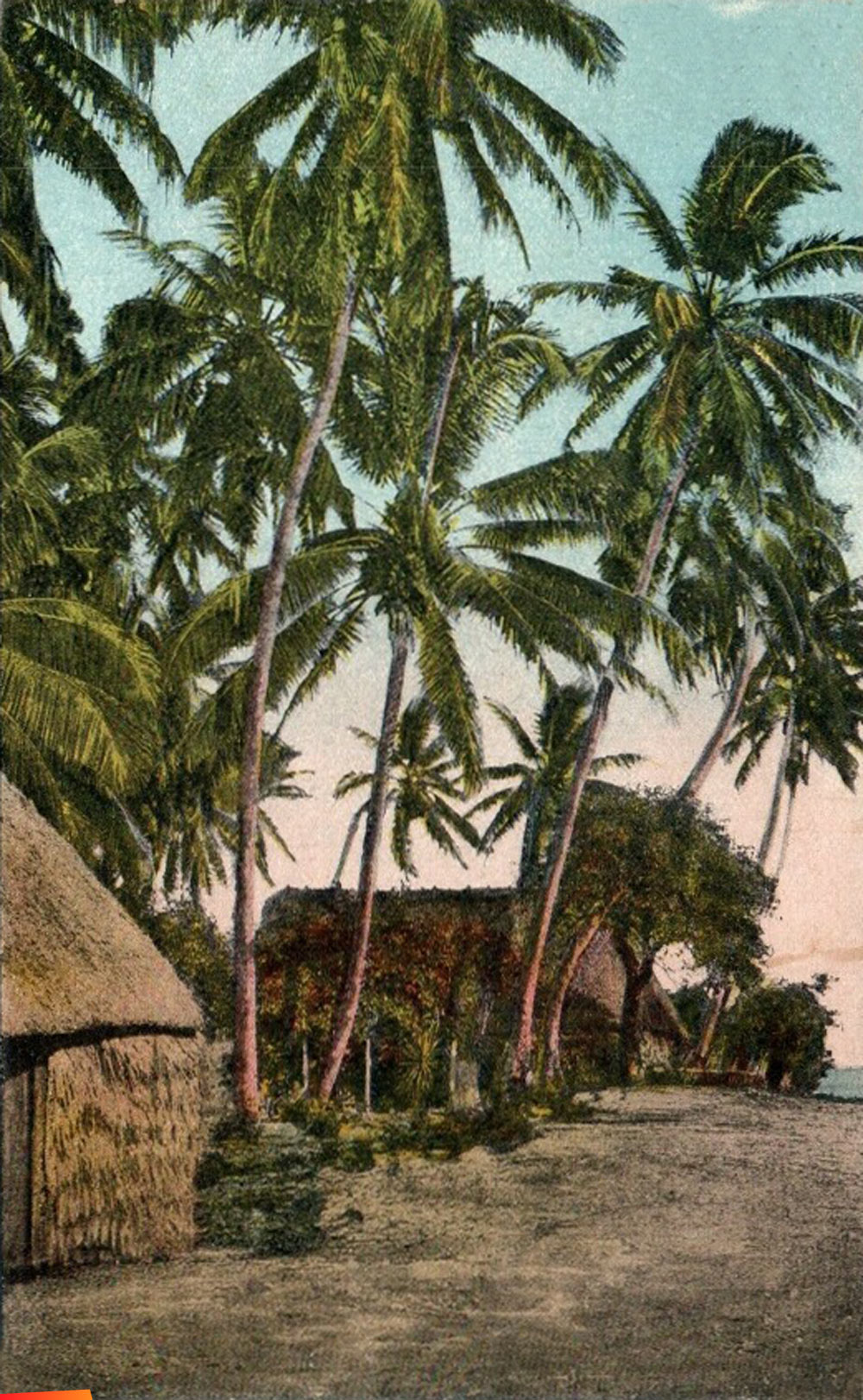 Thatch homes on the beach, San Pedro about 1920