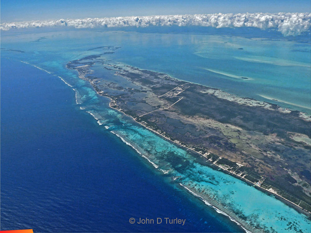 Aerial, southern end of Ambergris Caye