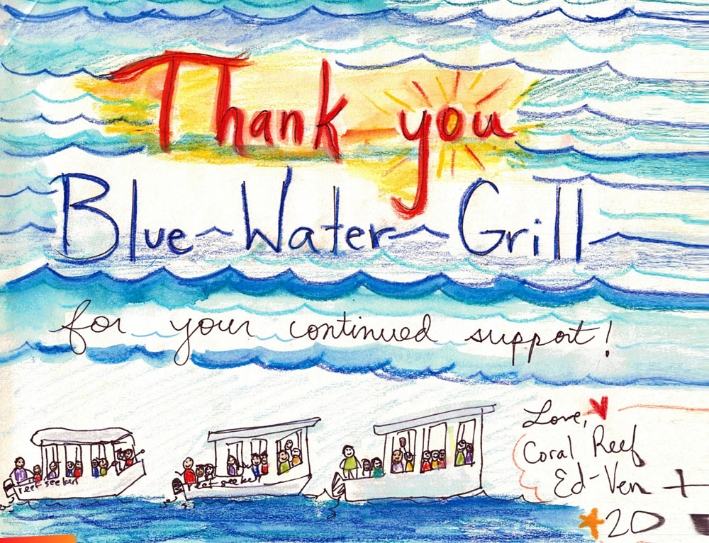Coral Reef Ed-ventures camp thanks Blue Water Grill