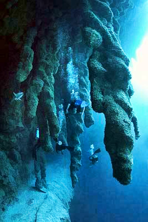 Stalagtites in the Great Blue Hole