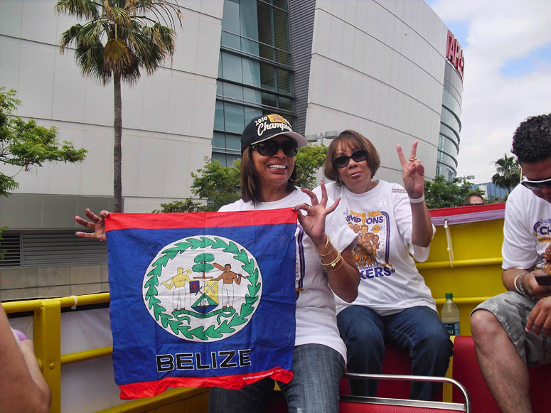 Belize represented at 2010 Los Angeles Lakers victory parade
