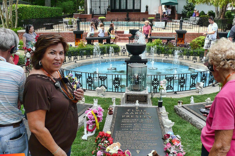 Celi McCorkle at the grave of Elvis Presley