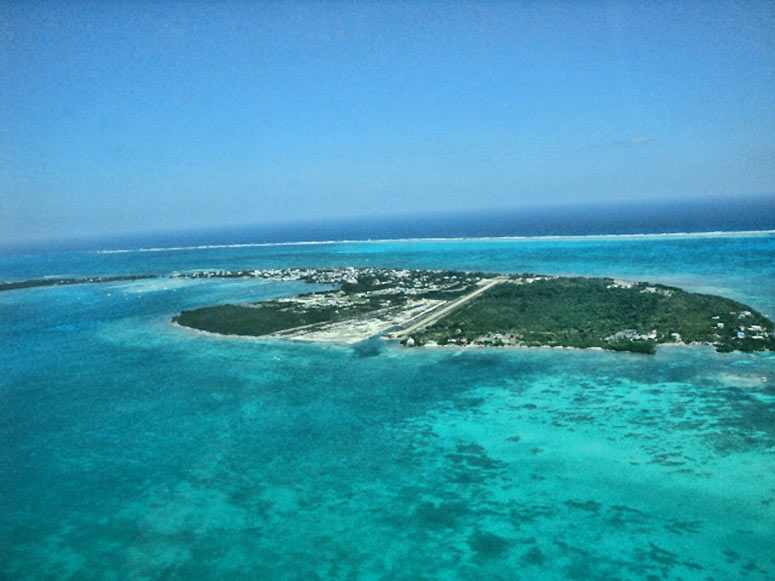 Aerial approach to the Caye Caulker runway