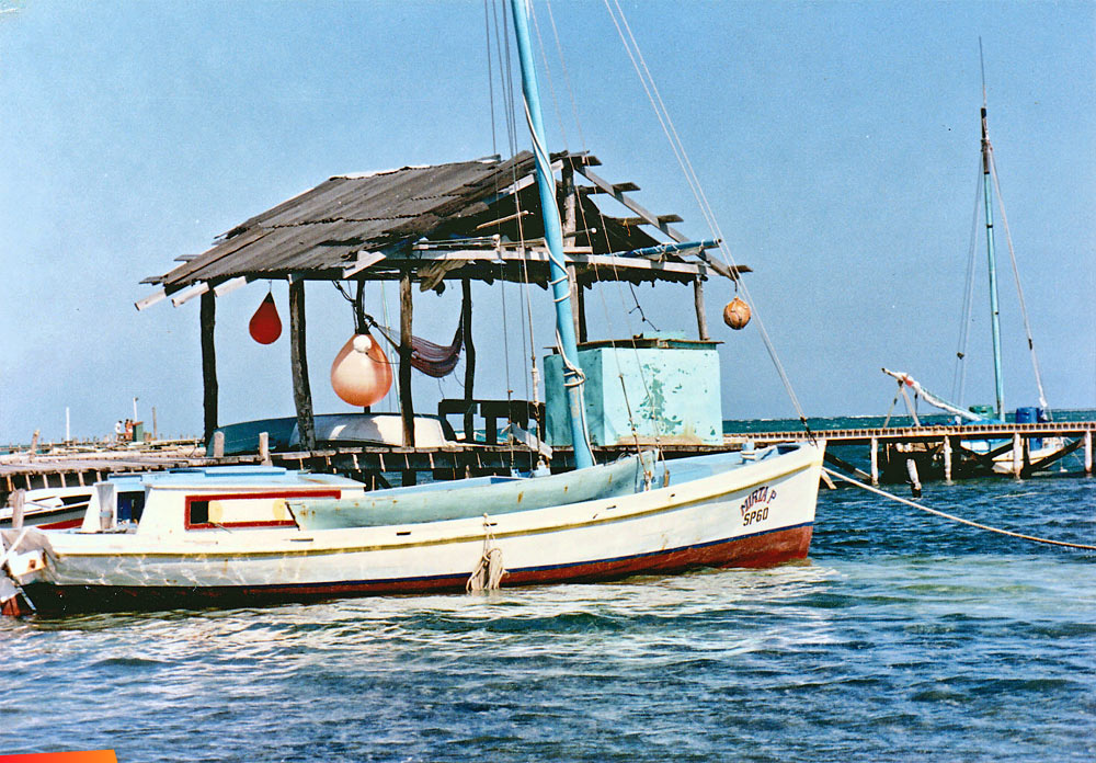 The boat Mirta P at Fido's Dock in San Pedro, 1976